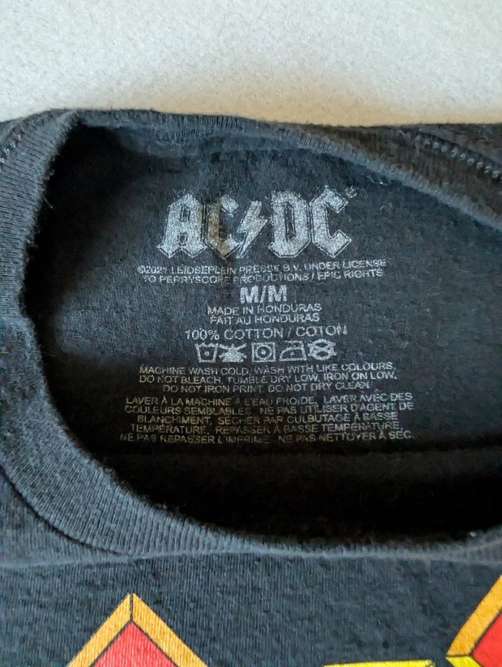 AC/DC Logo Bleached Dip-Dye Graphic T-Shirt Sz M Alt Streetwear image 6